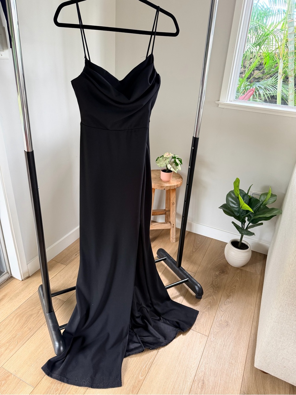 Windsor Black Cowl Neck Maxi Slip Dress